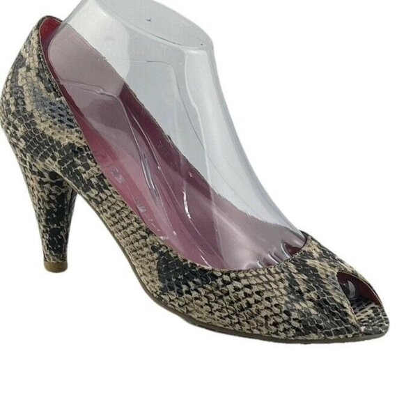 Jeffrey Campbell Snake Print Peep Toe Heels Size 7.5 - Picture 1 of 9